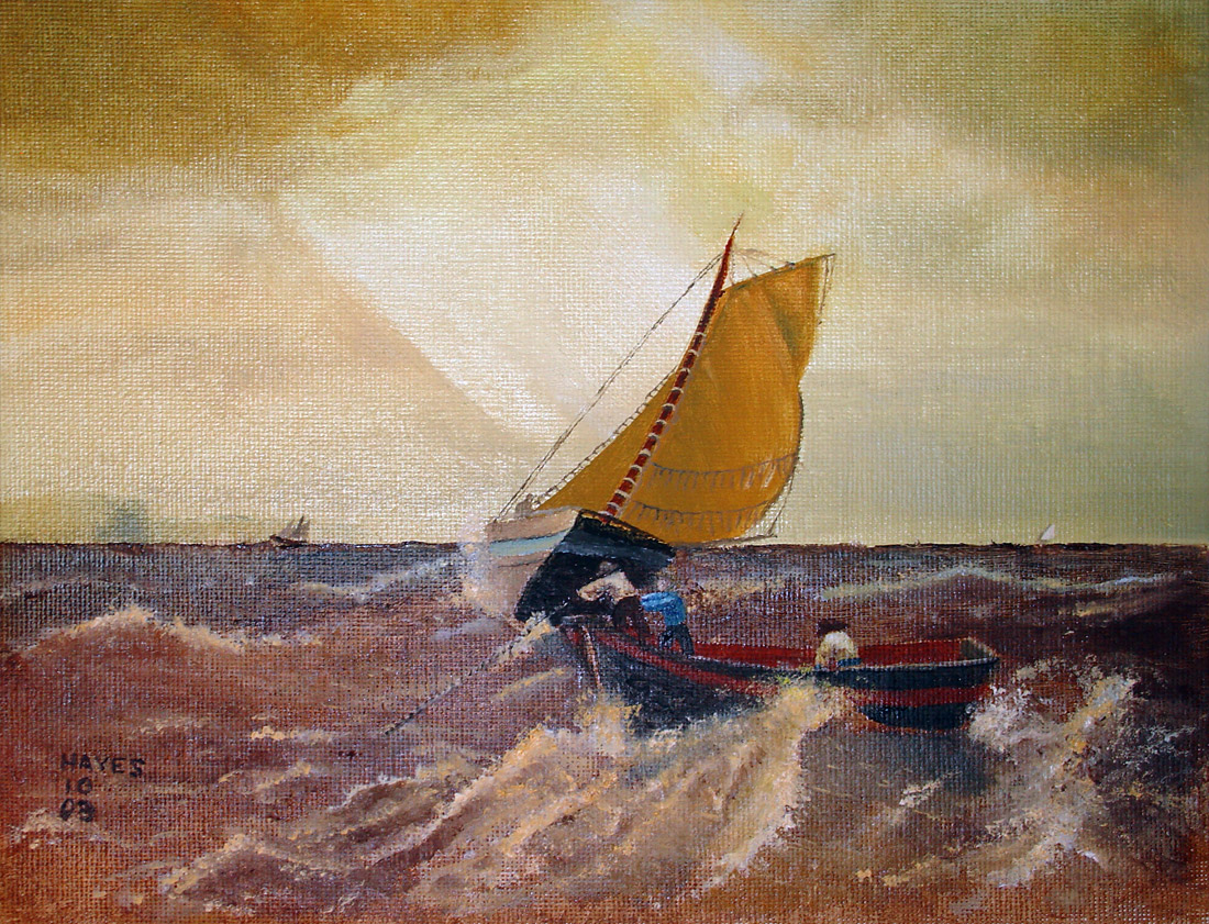 My third painting is based on William Bradfords painting - Fishing Boats on the Bay of Fundy